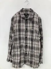 COMME CA ISM コムサイズム シャツ/ブラウス M グレー コットン リネン・麻 チェック柄 ミドル丈 長袖 レギュラーカラー