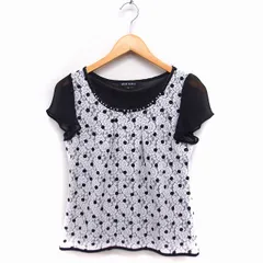 ミッシュマッシュ MISCH MASCH レース ブラウス ドット柄 フレア袖 半袖 透け感 38 ホワイト 白 ブラック 黒 /FT3