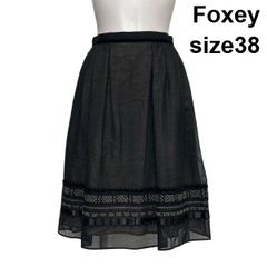 フォクシー ひざ丈スカート フレア テープリボン 黒 40 B4405 - メルカリ