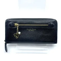 サマンサタバサプチチョイス　Samantha Thavasa Petit Choice ラウンドファスナー長財布　ブラック　黒　レザー　チャーム