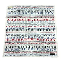 未使用品 BURBERRY バーバリー ロゴ 大判 ハンカチ スカーフ ホワイト コットン