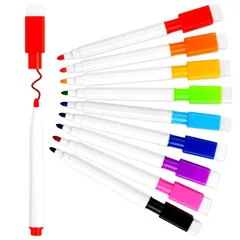 【在庫セール】DERAYEE ホワイトボードマーカー 消せるマーカーペン 12色セット 消去可能 丸芯 中字 看板に書ける 家庭 学校用 オフィス (9色セット)