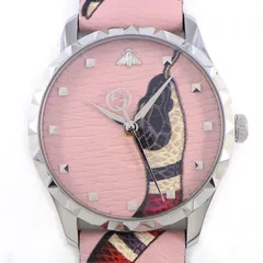 グッチ GUCCI 腕時計 Gタイムレス 126.4 スネーク柄 ピンク 文字盤 SS 革ベルト クオーツアナログ 【中古】のサムネイル