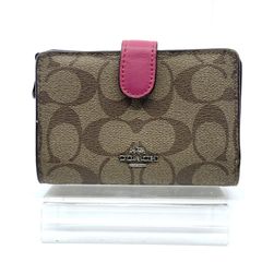COACH 二つ折り財布 シグネチャー ピンク - メルカリ