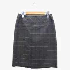 インディヴィ INDIVI 台形 スカート ミニ チェック 柄 スリット 綿混 38 グレー 灰 /HT15