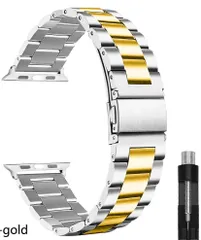 ZA  Apple Watch ステンレスバンドシルバー × ローズゴールド 調整工具付  Ultra2 / UltraSeries10 / 9 / 8 / 7 / 6 / 5 / 4 / 3 / 2 / 1SE / SE2 各モデルに対応