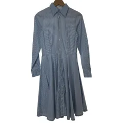 【中古】　RALPH LAUREN　ワンピース　長袖　シャツワンピース　レギュラーカラー　ストライプ　古着　/4395