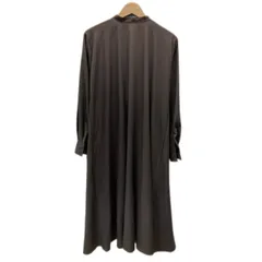 【中古】　mizuiroind　ワンピース　長袖　シャツワンピース　ロング丈　ノーカラー　フルボタン　無地　レイヤード　日本製　カジュアル　マニッシュ系　古着　/2408