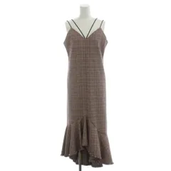 スナイデル SNIDEL キャミワンピース F 赤 レッド 白 ホワイト チェック柄 フリルヘム フリンジヘム ロング丈 /AG ■OS