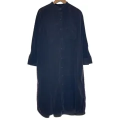 【中古】　URBAN RESEARCH　シャツワンピース　長袖　ロング丈　ノーカラー　フルボタン　コーデュロイ　無地　古着　/2409