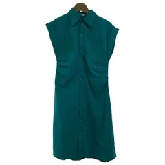 【中古】　ZARA　ワンピース　ミモレ丈　ノースリーブ　シャツ　フルボタン　レギュラーカラー　胸ポケット　無地　マニッシュ　古着　/2121