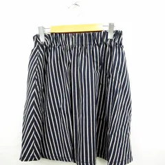 ローリーズファーム LOWRYS FARM フレアスカート ストライプ ひざ丈 F ネイビー グレー 紺 灰 /MT51