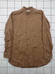 ◇ ⊇ ユニクロ UNIQLO ＋J バンドカラーシャツ ブラウン系 Lサイズ メンズ E  【1603160012938】