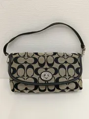 【中古品】 COACHコーチ シグネチャー ターンロック ハンドバッグ ポーチ 肩掛け 手提げ バッグかばん 現状品