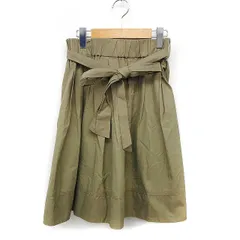 ジルスチュアート JILL STUART ギャザー スカート ひざ丈 リボン 無地 シンプル 2 カーキ /FT15