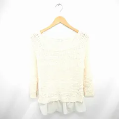 プロポーション ボディドレッシング PROPORTION BODY DRESSING ニット セーター 透け編み 丸首 ラグランスリーブ 長袖 2 アイボリー ピンク /TT30