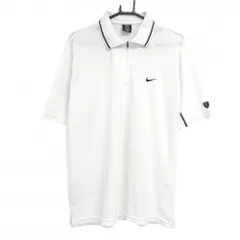 【美品】ナイキ 半袖ポロシャツ 白×黒 ロゴ刺しゅう メンズ XL TG　EG ゴルフウェア NIKE