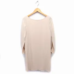 ガール Girl ワンピース Iライン ひざ丈 ボートネック ギャザー 透け感 無地 半袖 S ベージュ /NT26