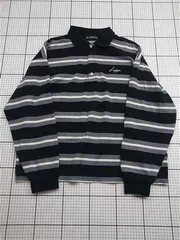 ◇ ⊇ カッパ Kappa KPT-23022AN ボーダー長袖ポロシャツ ブラック系 メンズ M E  【1603230024632】