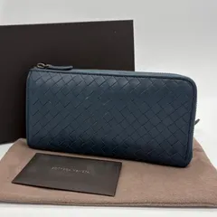 2603-162｜ボッテガヴェネタ イントレチャート 長財布 ネイビーブルー