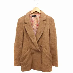 リエンダ rienda チェスターコート アウター ミディ丈 ダブル ウール混 裏地花柄 M キャメル 茶 /FT2