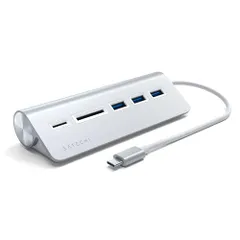 SATECHI USB-C デスクトップコンボハブ、アルミ、USB-A 3.0×3データポート、Micro/SDカードリーダー ? MacBook Air & Pro M4、iMac、Surface、ThinkPad、Windows 対応 ? シルバーY