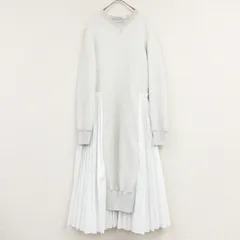 sacai サカイ ワンピース スウェット プリーツ 異素材ドッキング コットン ナイロン ホワイト系 日本製 レディース 3 b01000