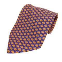 未使用品▲HERMES エルメス シルク100％ アミラルシトルイユ パンプキン柄 ネクタイ 箱付き フランス製 メンズ 未使用品△HERMES エルメス シルク100％ アミラルシトルイユ