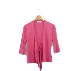 ザラ ベーシック ZARA BASIC カーディガン 七分袖 Vネック リボン シンプル M ピンク /KT5