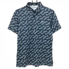 【超美品】ティゴラ 半袖ポロシャツ ネイビー×白 ロゴ総柄 メンズ M ゴルフウェア TIGORA