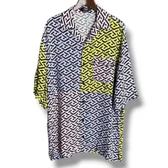 VERSACE ヴェルサーチ GRECA PRINT short sleeved shirt グレカ 半袖シャツ 総柄 ポケット付 イタリア製 パープル ピンク イエロー ブラック サイズ48 メンズ 夏 ゴーゴー古着マルイファミリー溝口店 36 No.659のサムネイル