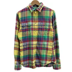【中古】　POLO RALPH LAUREN　チェックシャツ　長袖　シャツ　コットン　レギュラーカラー　胸ポケット　マルチカラー　古着　/1552