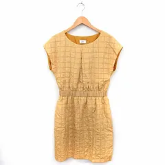 アーバンリサーチ ドアーズ URBAN RESEARCH DOORS ワンピース チェック 丸首 フレンチスリーブ ロング ONE イエロー 黄 /FT2