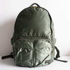 【極美品】PORTER 【新型 タンカー リュック/Lサイズ】ポーター セージグリーン バックパック デイパック TANKER BAG ナイロン 25101145