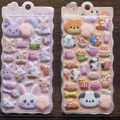 【在庫処分特価】3D立体キャラクターシール 2枚セット デコ用 手帳・DIY・アルバムに