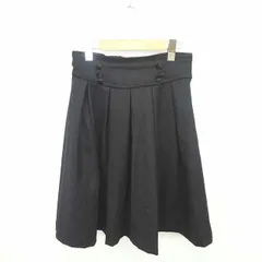 レストローズ L'EST ROSE スカート フレア ひざ丈 厚手 無地 シンプル サイドジップ ウール MT 黒 ブラック /TT41