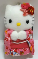 M[宅コン]0879 サンリオ ハローキティ ぬいぐるみキーホルダー 京都限定 着物 当時物 激レア 未使用品