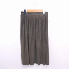 ザラ ベーシック ZARA BASIC プリーツ スカート ミモレ丈 ロング バックジップ 無地 シンプル XS カーキ /TT8