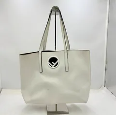 【❗️✨人気FFロゴ✨❗️】FENDI トートバッグ 8BH348 ホワイト 本革 A4収納可 大容量✨簡易清掃済み・現状品‼️
