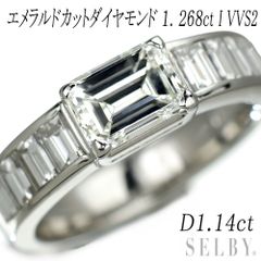 GIA 最高峰 1ct D IF EX エメラルド＆クリスカット ダイヤ リング 
