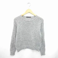 ヘザー Heather ニット セーター 丸首 無地 シンプル ウール混 長袖 F グレー 灰 /TT45