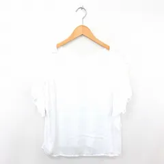 ラグナムーン LagunaMoon カットソー Tシャツ 袖フリル 無地 シンプル 半袖 F 白 ホワイト /TT3