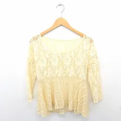 ミスティック mystic カットソー ブラウス プルオーバー 総レース 透け感 長袖 薄茶 ベージュ /TT3