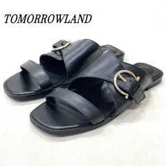 TOMORROWLAND トゥモローランド レザークロスバックルサンダル 38 BLK/ブラックのサムネイル