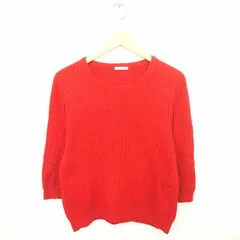 レストローズ L'EST ROSE ニット セーター 丸首 ワッフル生地 ウール混 七分袖 赤 レッド /TT25