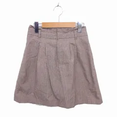 ヘザー Heather 台形 スカート ミニ チェック ジップフライ M ブラウン ベージュ 茶 薄茶 /TT5