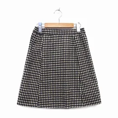 スナイデル snidel 台形 膝丈 スカート 羊毛混 綿混 ギンガムチェック 柄 F ライトブラウン 茶 ブラック 黒 /HT25