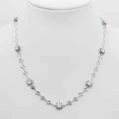 S660 IEI ダイヤモンド風 925 KS刻印 ネックレス フラワー デザイン シルバー