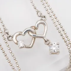 S674 ダイヤモンド風 SILVER925刻印 ネックレス オープンハート デザイン シルバー