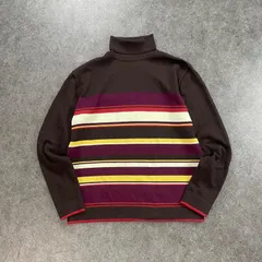 日本製 Paul Smith LONDON L/S Knit Sweater Turtleneck ポールスミス ロンドン 長袖 ニット セーター ウール ボーダー マルチカラー ブラウン メンズ